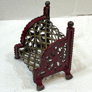 VTG Arcade Cast Iron Footed Cash Register Mesh Coin Bank 3.25"x2.5"x3.75"